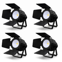 Kit 4 Focos LED COB04 PAR 200W Cálido/Frío Glowing + Flight Case de Transporte