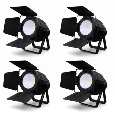 Kit 4 Focos LED COB04 PAR 200W Cálido/Frío Glowing + Flight Case de Transporte