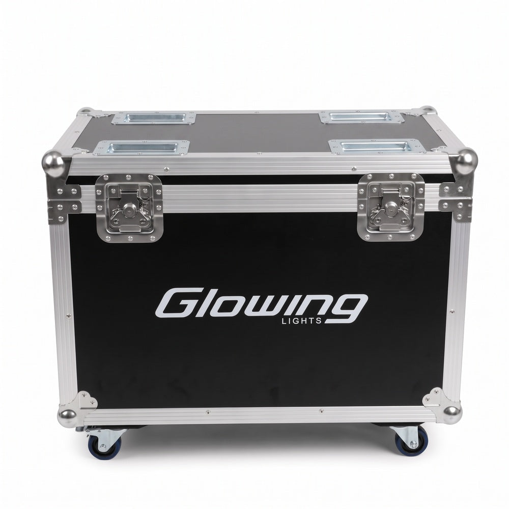 Kit 4 Focos LED COB04 PAR 200W Cálido/Frío Glowing + Flight Case de Transporte