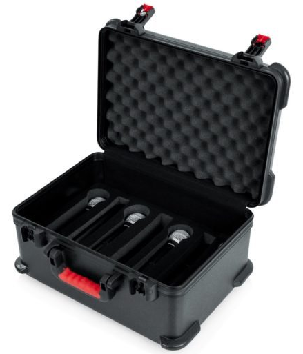 Case Gator de fibra para 7 micrófonos inalámbricos y accesorios.