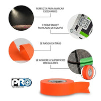 Cinta Gaffer PROTAPES Naranja flúor 2"X45M