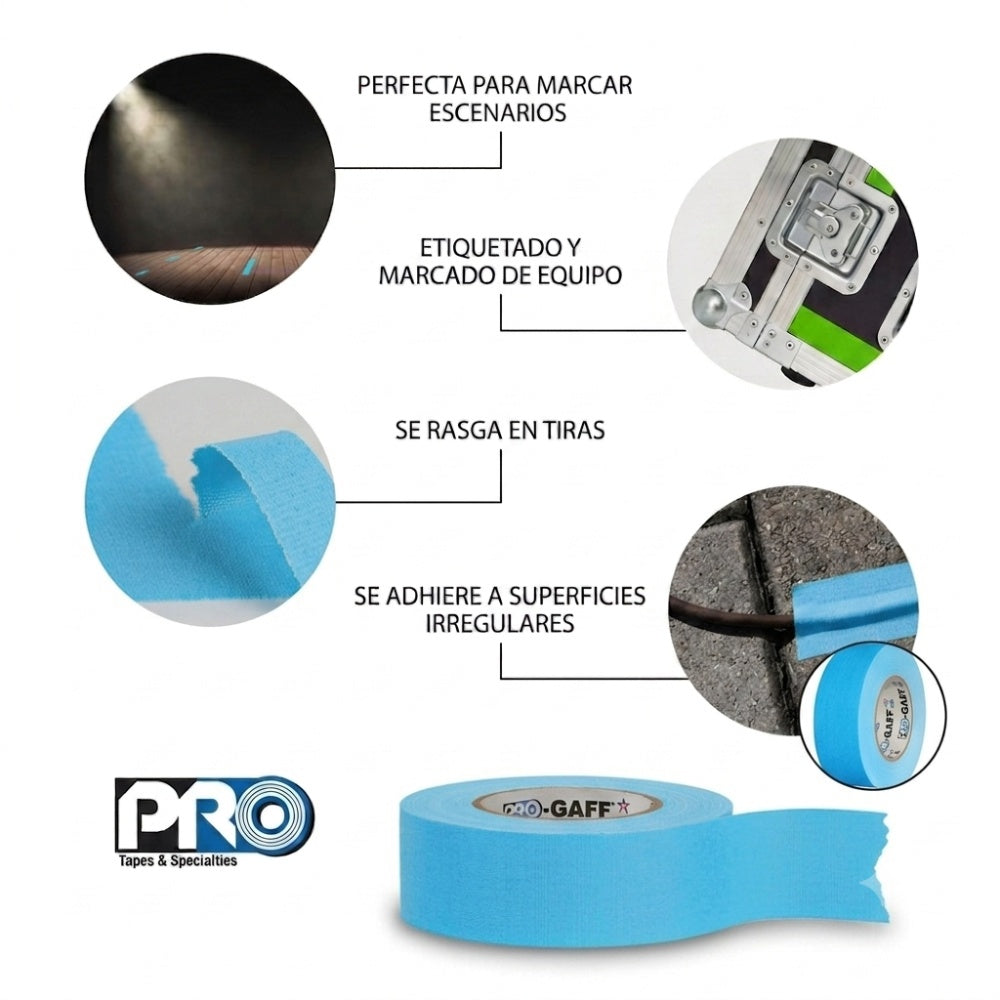 Cinta Gaffer PROTAPES azul flúor 2″X 45m/Disponible