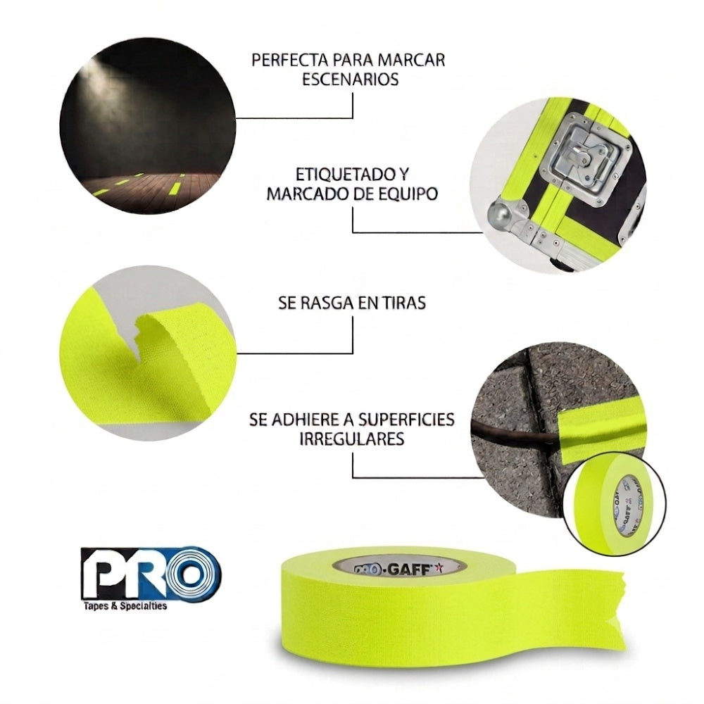 Cinta Pro Gaff Amarillo Flúor 2X50YD Fl Pro Tapes