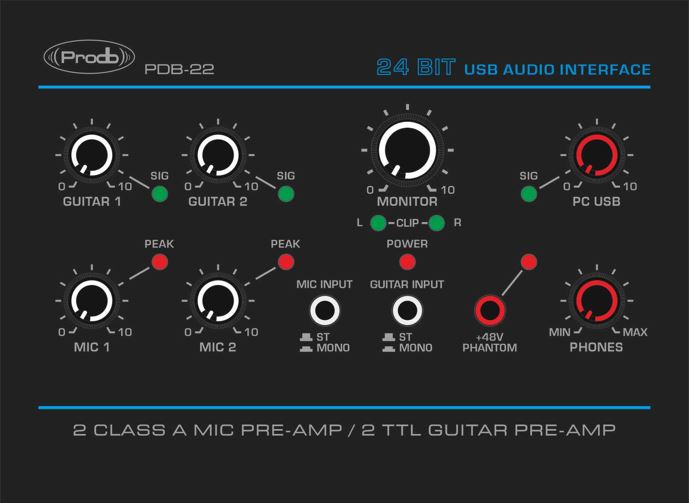 INTERFAZ DE AUDIO USB PRODB MIXER PDB-22
