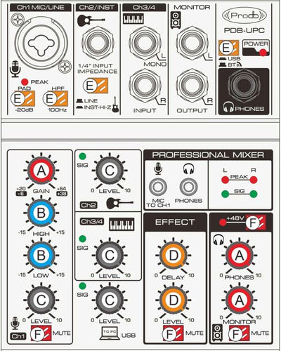 MEZCLADOR INTERFAZ PRODB MIXER USB PDB-UPC