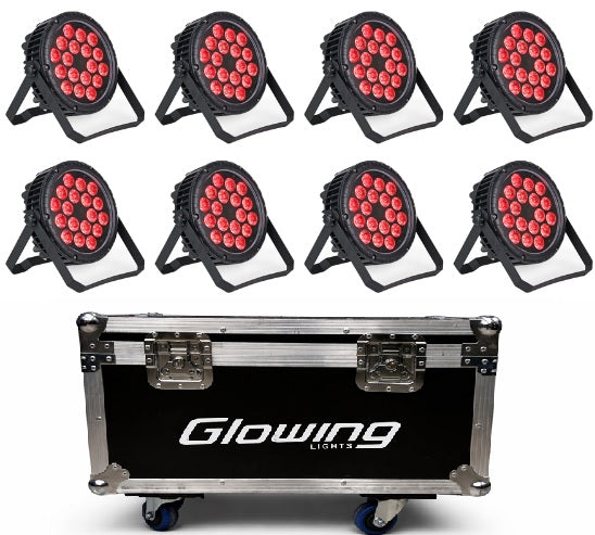 Pack 8 Par LED 18x12 RGBW IP65 C/Case