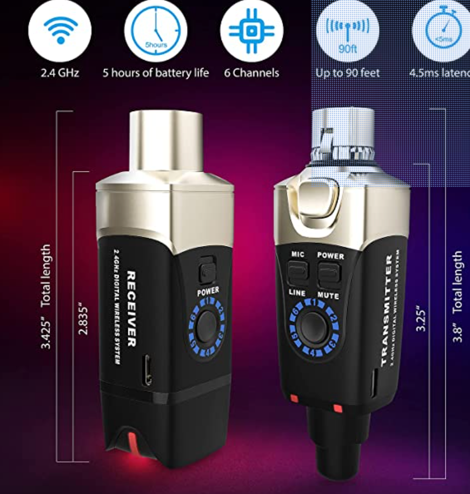 Xvive U3 Sistema Inalámbrico de Micrófono Transmisor y Receptor Inalámbrico XLR para Micrófono Dinámico
