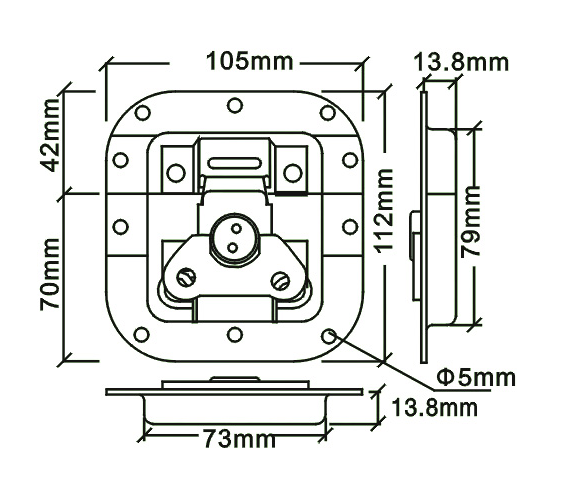 Chapa mediana con offset y porta candado (cromada) VV3055