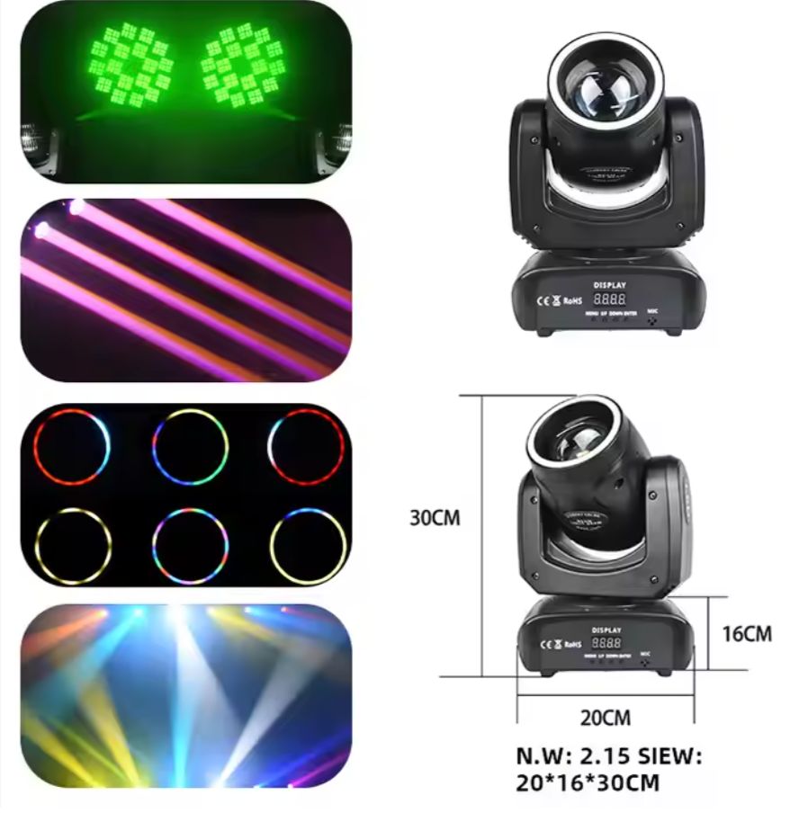 Cabeza movil 100W Beam + Led Ring - Urdile