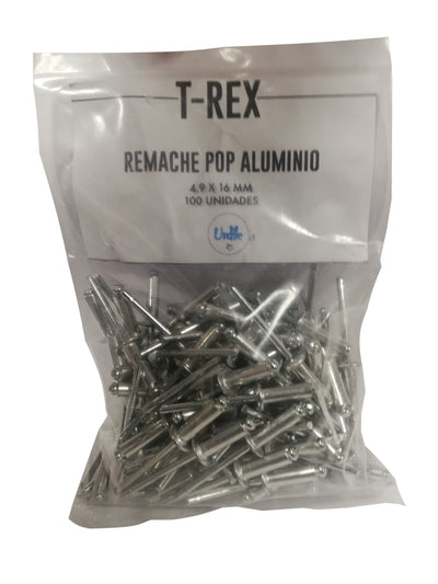Remache pop aluminio 4.9x16 mm 100 unidades SKU: VV3052