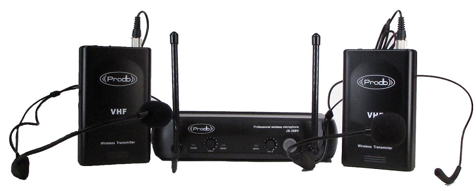 Sistema Inalámbrico VHF con 2 microfonos cintillo Prodb